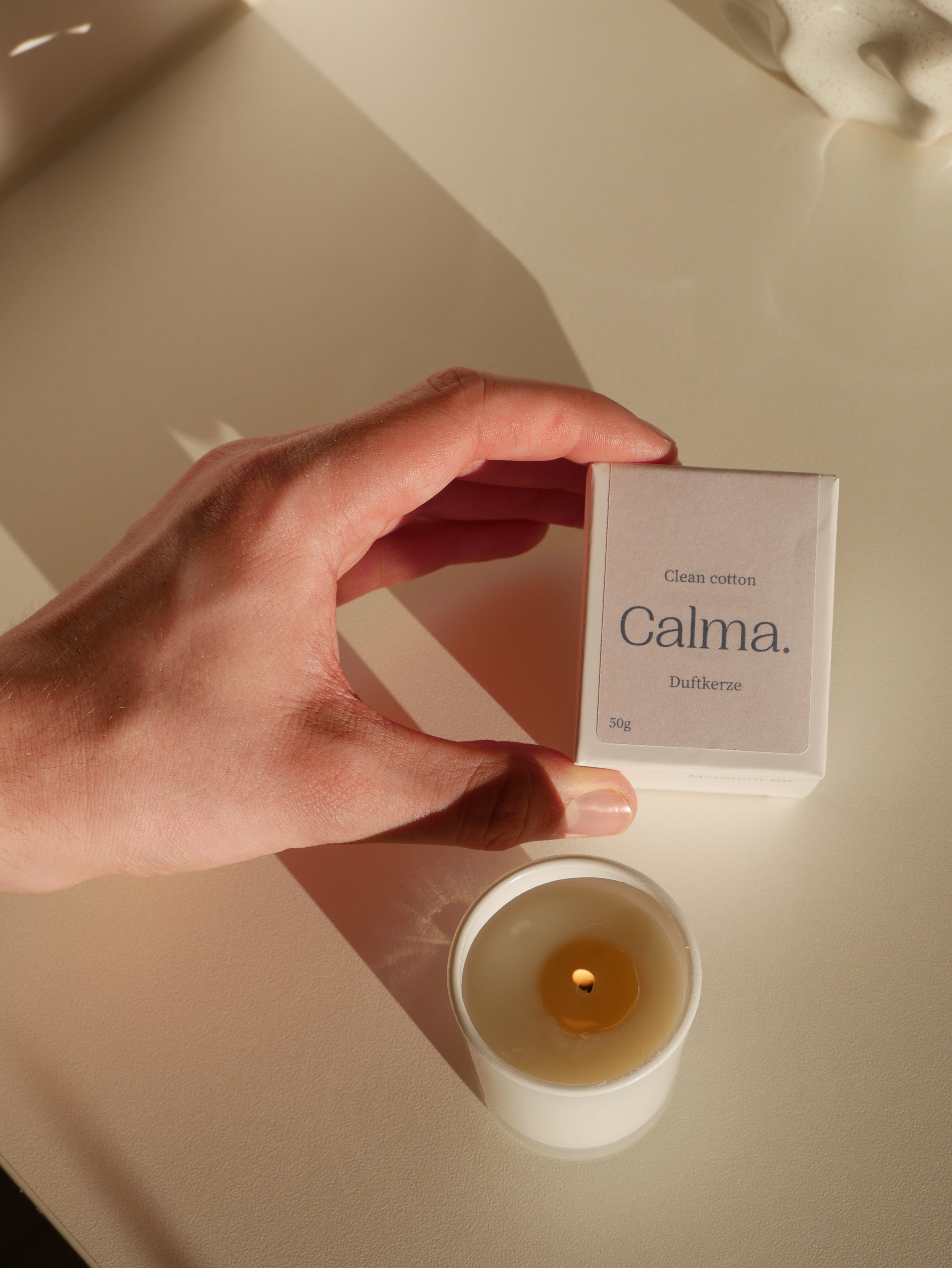 Duftkerze Calma. - Clean Cotton